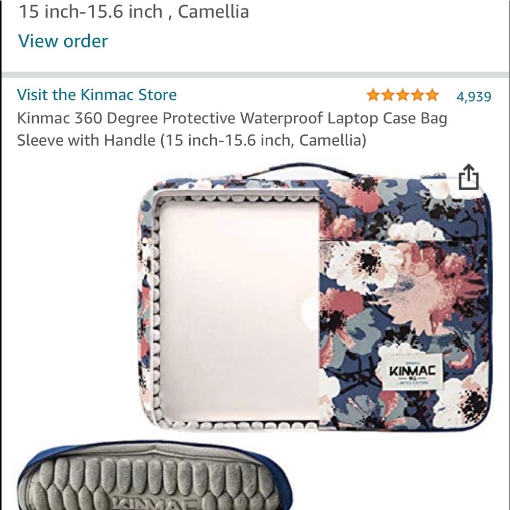 Never used Kinmac Camelia laptop sleeve 15-15.6”
